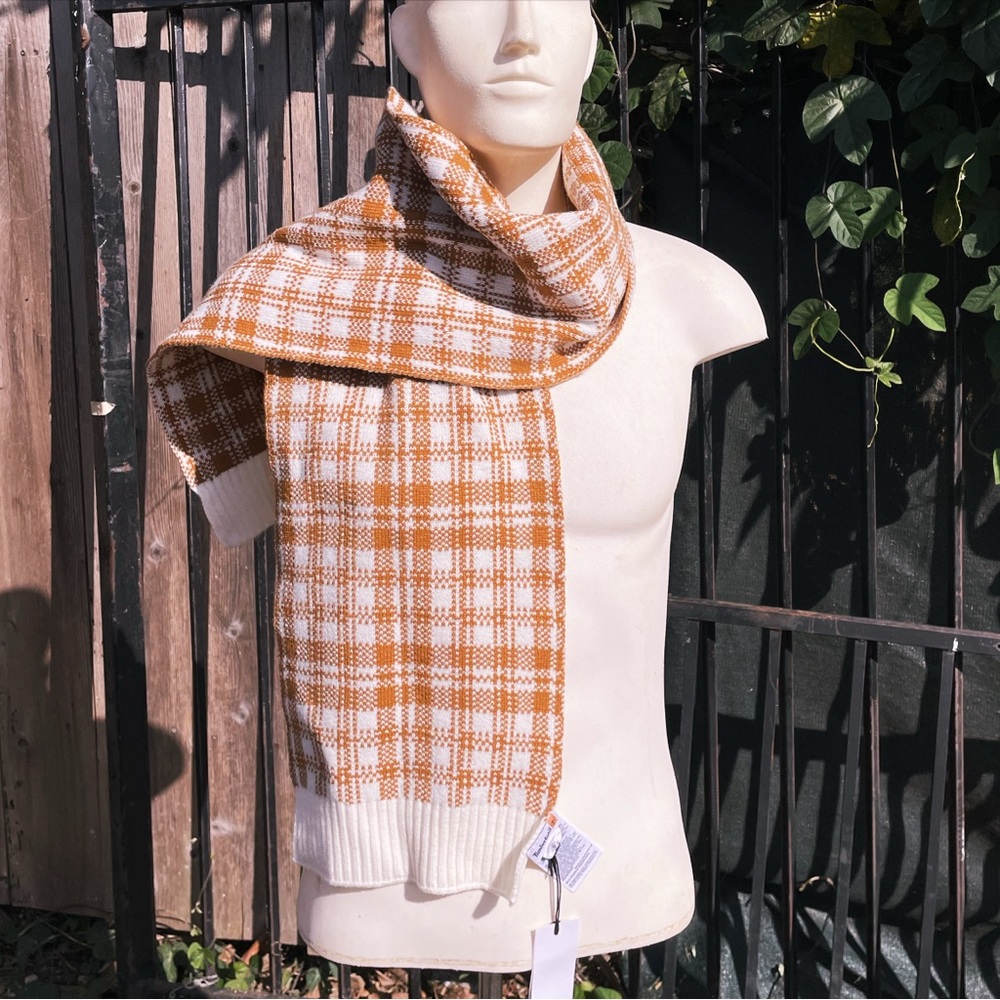 Timberland Scarf Buffalo Plaid Beige Off-White FabFitFun Fall 2023 NEW 10" x 68"